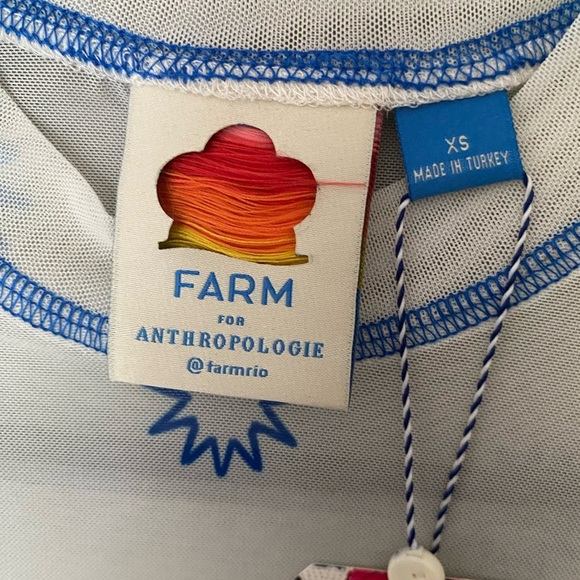 NWT ANTHROPOLOGIE x FARM RIO Graphic Mesh Tropical Midi Dress Size XS - Picture 6 of 9